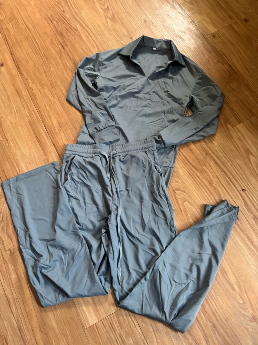 Women's Relaxed Collared Lounge Jumpsuit - Slate Blue